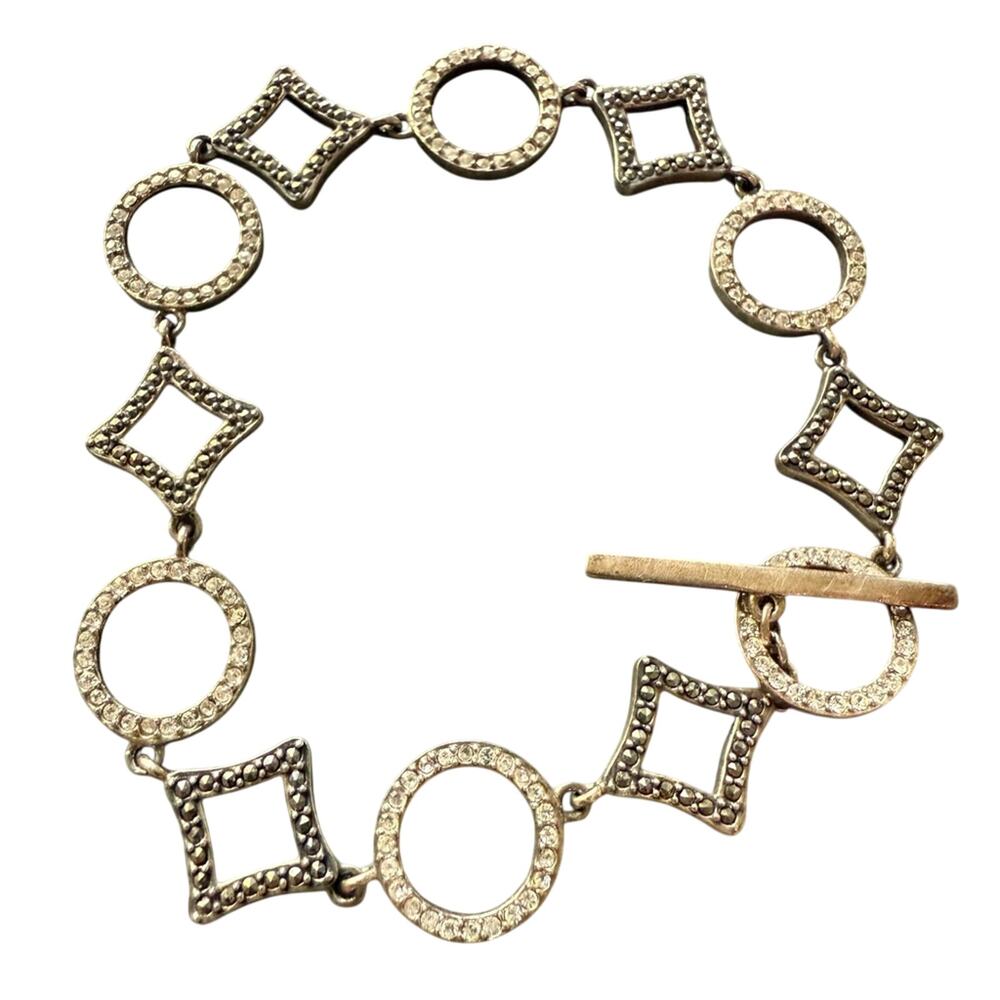 Judith Jack 925 Sterling Silver Circles & Diamond Shapes Bracelet